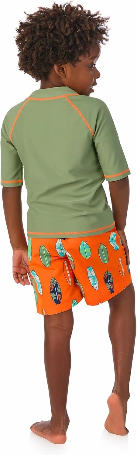 Saint Eve Toddler and Kids 2-Piece Swim Shirt and Trunks Swimsuit - Boys Rash Guard Bathing Suit with UPF 50  Sun Protection