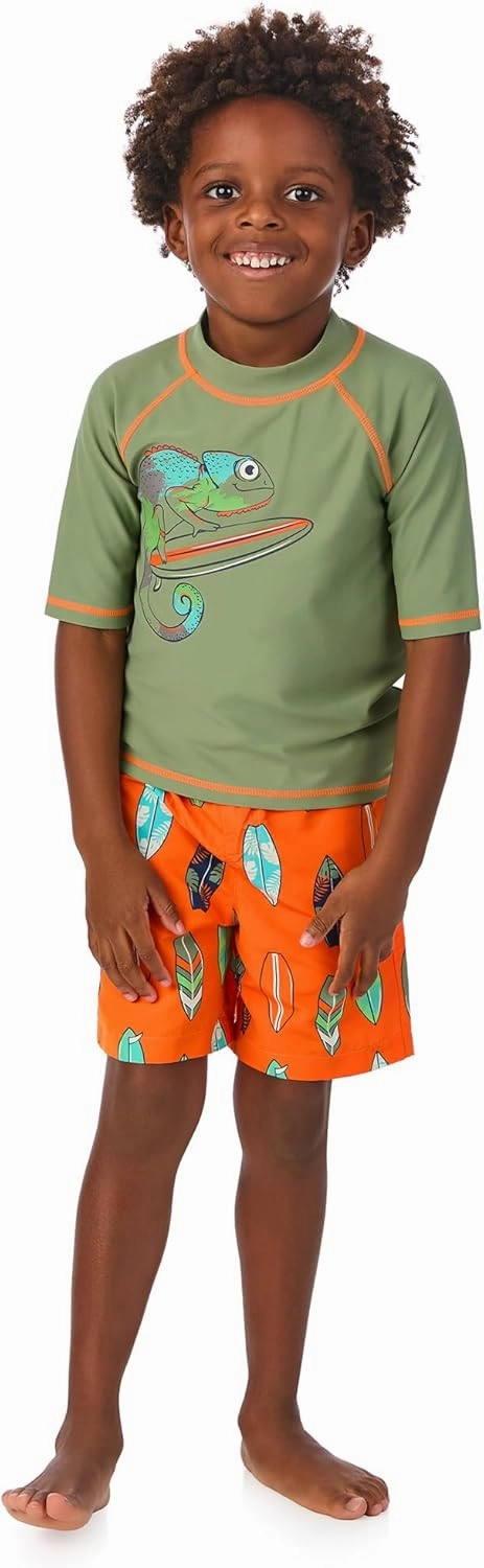 Saint Eve Toddler and Kids 2-Piece Swim Shirt and Trunks Swimsuit - Boys Rash Guard Bathing Suit with UPF 50  Sun Protection