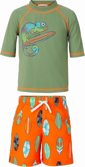 Saint Eve Toddler and Kids 2-Piece Swim Shirt and Trunks Swimsuit - Boys Rash Guard Bathing Suit with UPF 50  Sun Protection