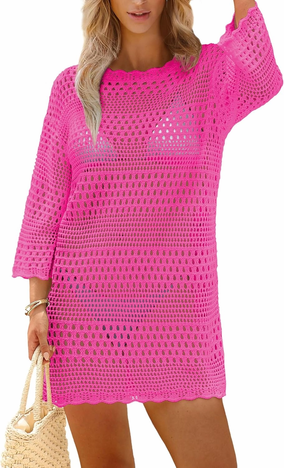 SAMPEEL Swimsuit Coverup for Women Beach Vacation Clothes Bathing Suit Cover Up Crochet Dresses Summer Cruise Outfits 2025