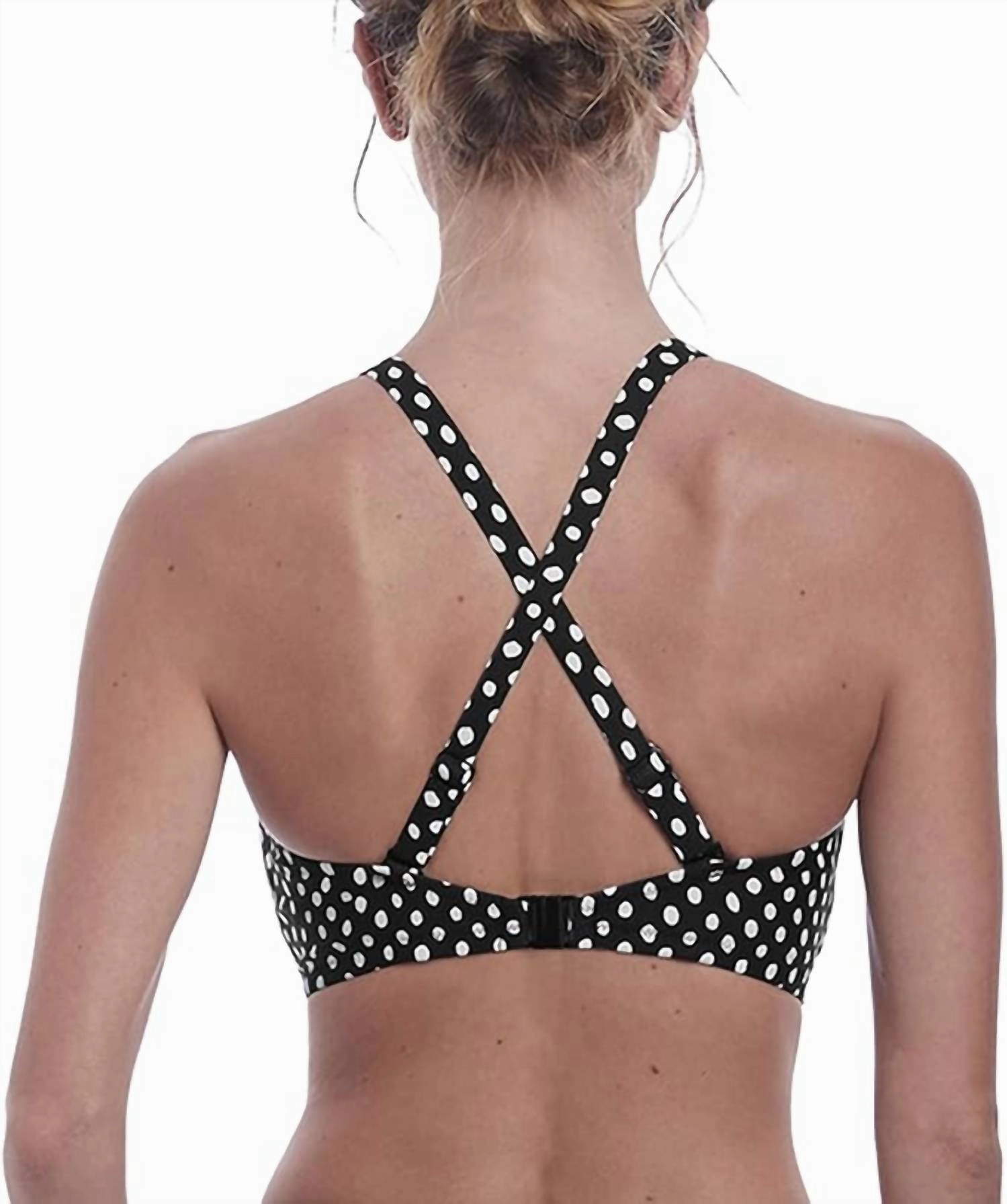 Santa Monica Underwire Plunge Bikini Swim Top In Black