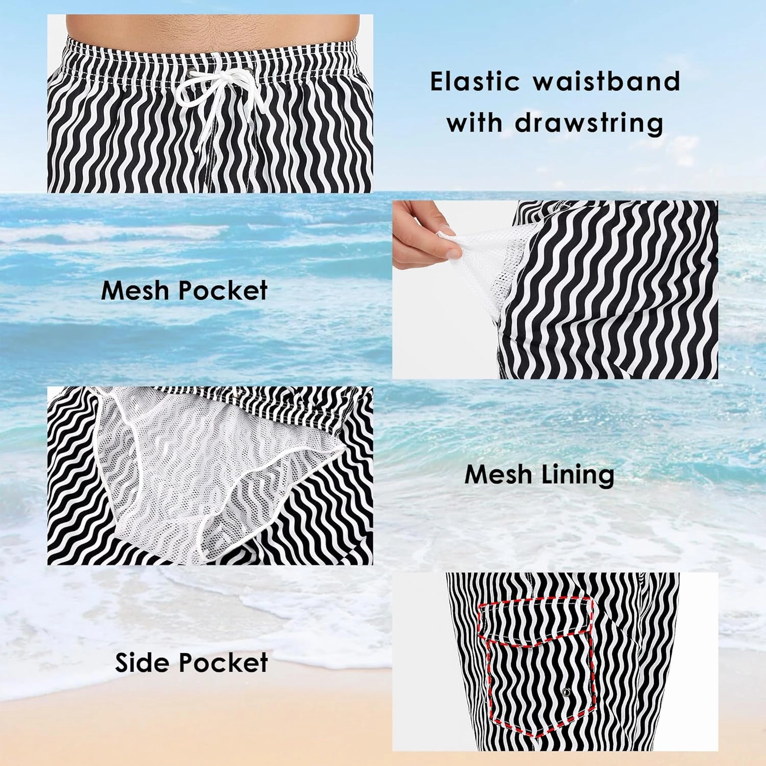 Scotamalone Mens Swim Trunks Swimming Shorts Swimwear Bathing Suits Quick Dry 11 Inch with Mesh Lining