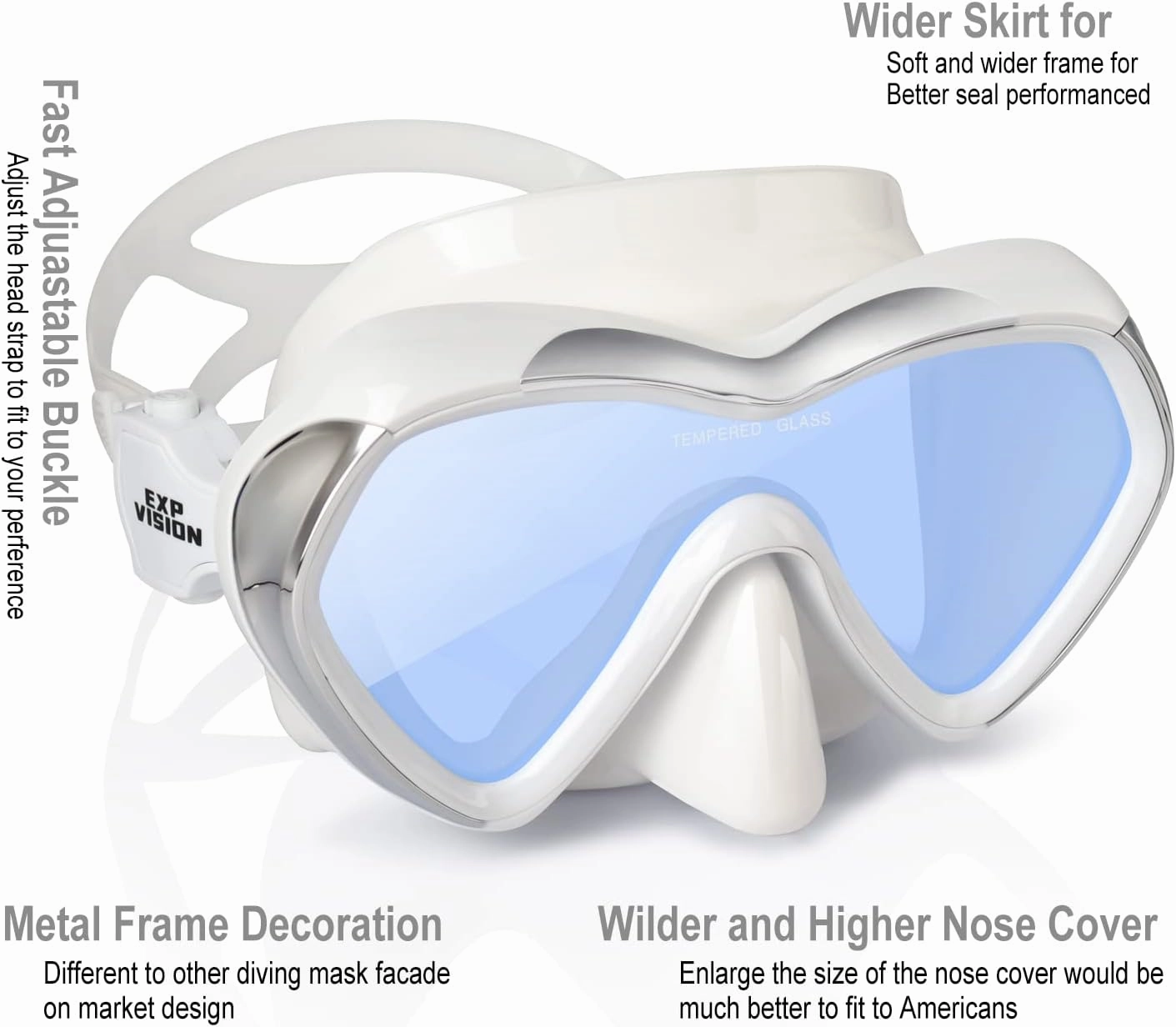 Scuba Diving Mask Anti-Fog Panoramic Snorkel Goggles, Adult Mirror Swim Mask Single Lens Swim Goggles wIith Nose Cover for Diving, Snorkeling, Swimming