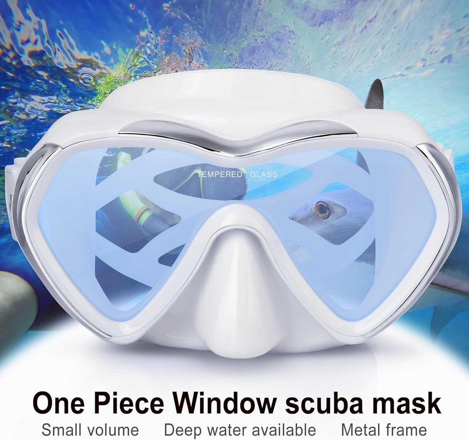 Scuba Diving Mask Anti-Fog Panoramic Snorkel Goggles, Adult Mirror Swim Mask Single Lens Swim Goggles wIith Nose Cover for Diving, Snorkeling, Swimming