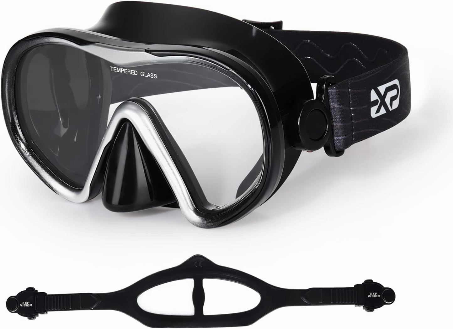 Scuba Diving Mask for Adults - Anti-Fog Swim Mask Wide View Swimming Goggles with Nose Cover Professional Snorkeling Goggles Gear Tempered Glass Lens with Fabric Strap for Men Women