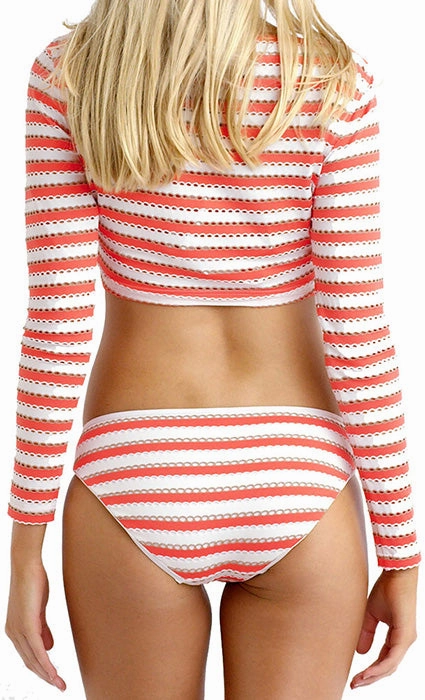 Seafolly Sun Protection Long Sleeved Cropped Vest Rash Guard Top