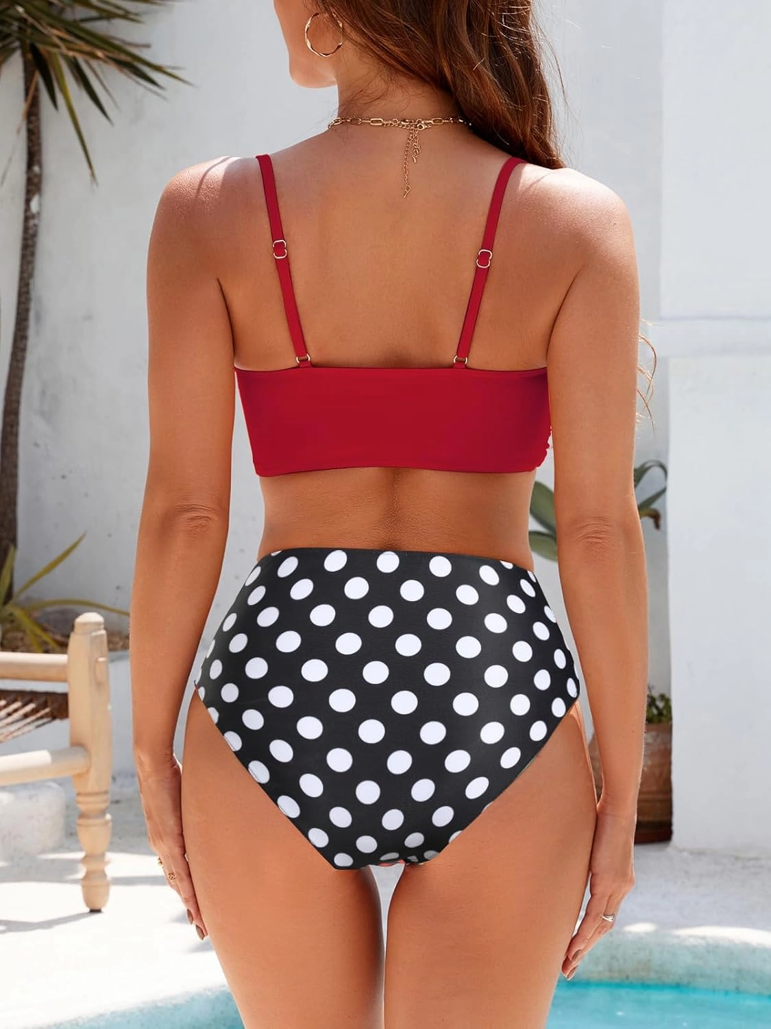 SEAFORM Women's Bikini Sets Two Piece Tummy Control Swimsuit High Waist V-Neck Beachwear Twist Front Straps Bathing Suits