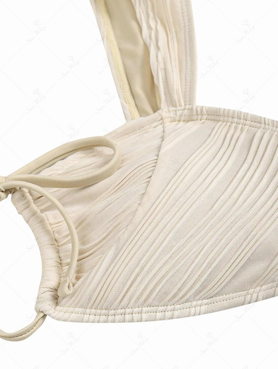 seamoly Swim Suits for Women 2025 Ribbed Tie Front Cutout Cheeky Bikini Sets Open Back Sexy Side Tie Thong Bathing Suit