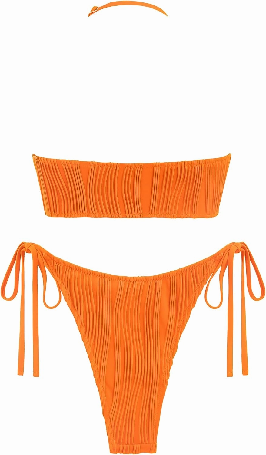 seamoly Women's Bikini Sets Smocked Two Piece Swimsuit Halter Sexy High Cut Triangle Bathing Suit Shell Ruffle Swimwear