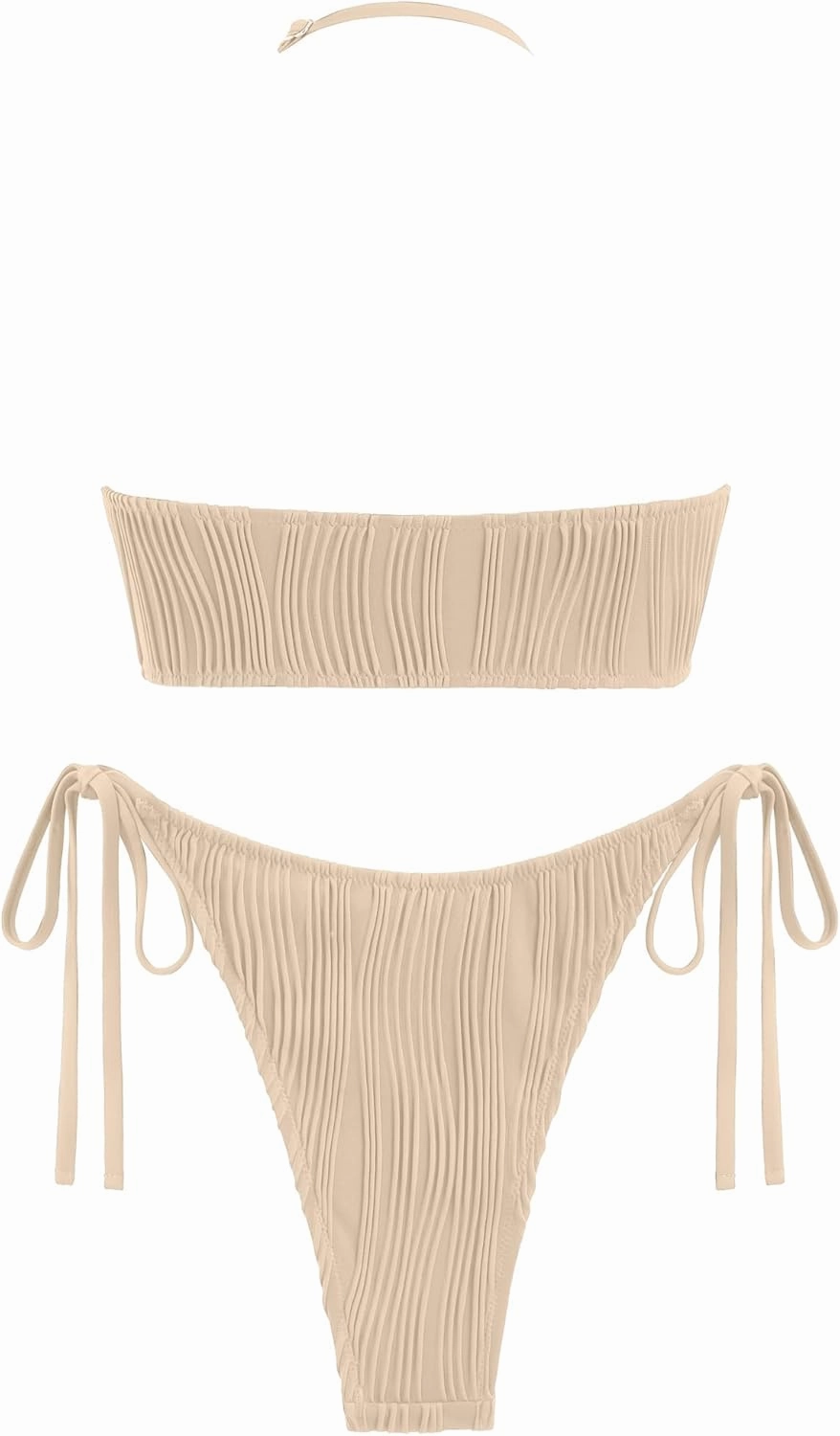 seamoly Women's Bikini Sets Smocked Two Piece Swimsuit Halter Sexy High Cut Triangle Bathing Suit Shell Ruffle Swimwear