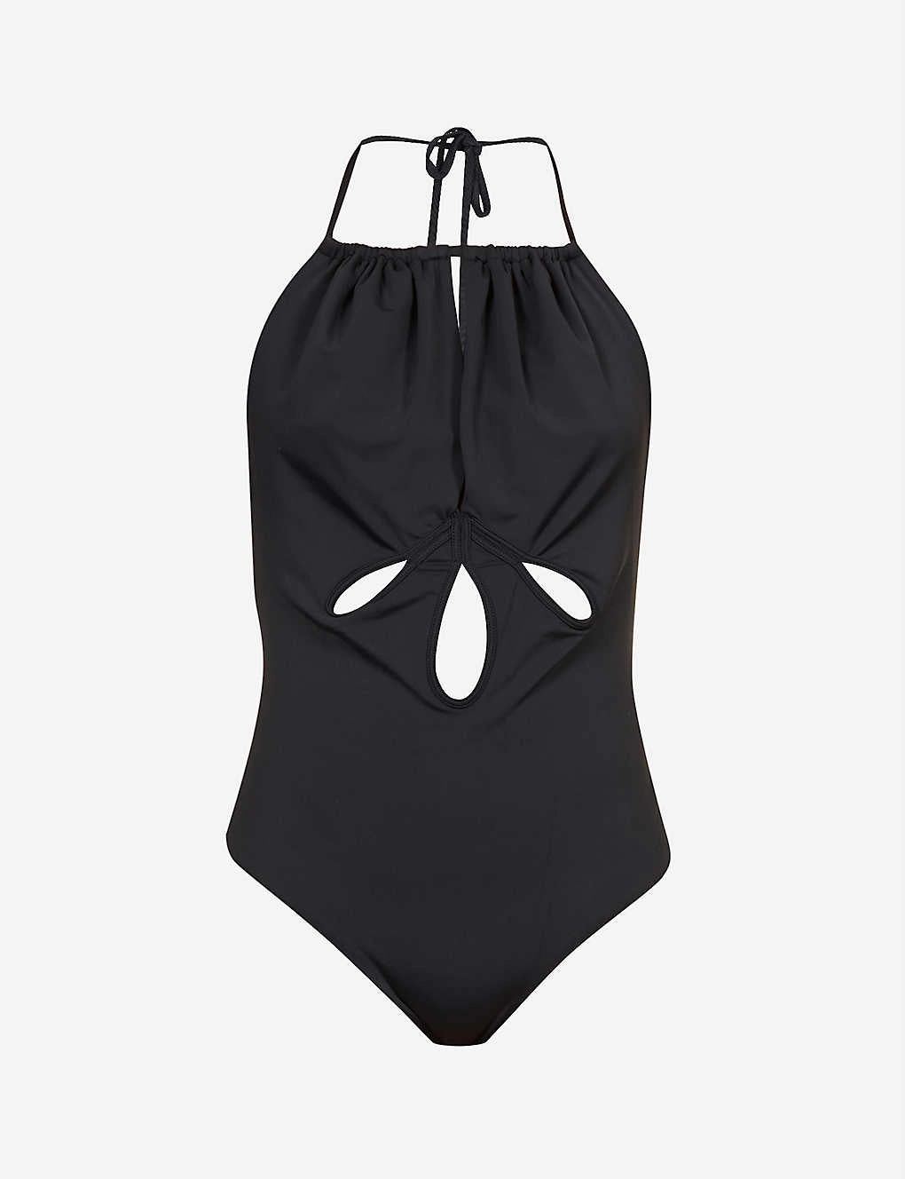 SELF-PORTRAIT Black Cut-Out Halterneck Swimsuit