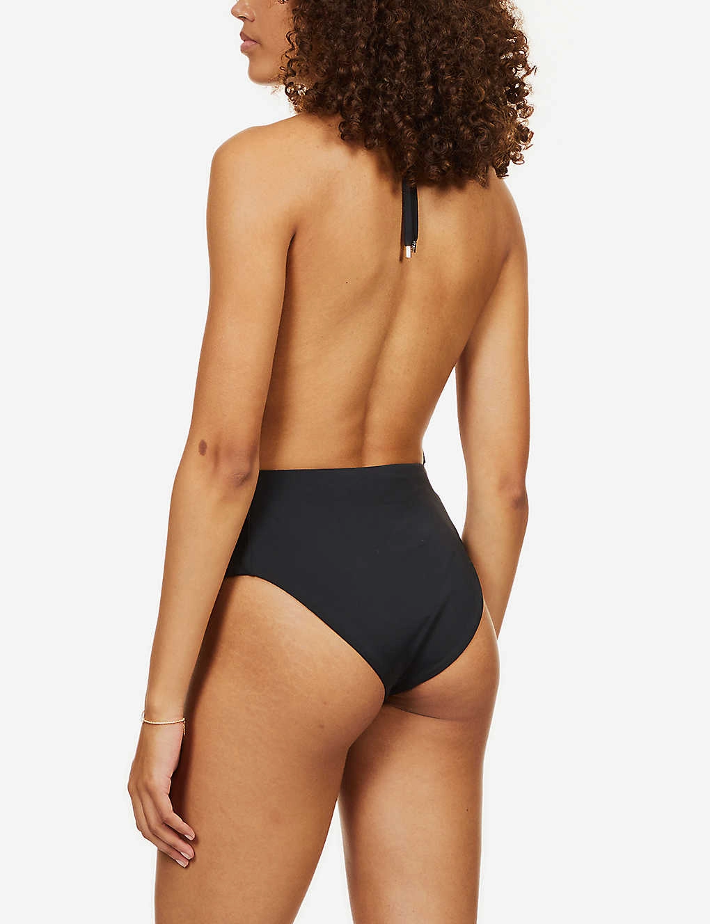 SELF-PORTRAIT Black Cut-Out Halterneck Swimsuit