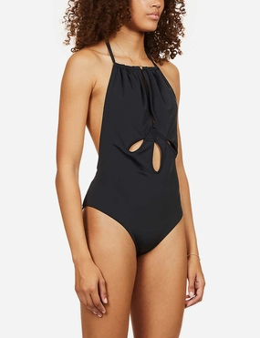 SELF-PORTRAIT Black Cut-Out Halterneck Swimsuit