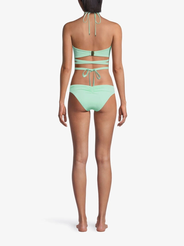 SELF-PORTRAIT Spearmint Green Strappy Halterneck Bikini Top