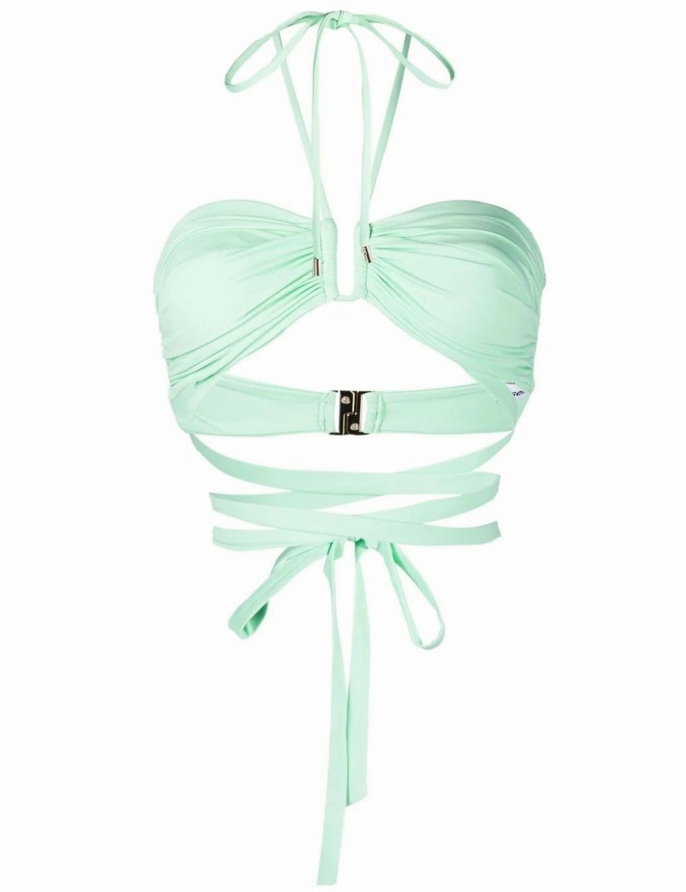 SELF-PORTRAIT Spearmint Green Strappy Halterneck Bikini Top