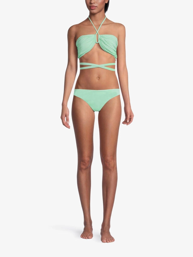 SELF-PORTRAIT Spearmint Green Strappy Halterneck Bikini Top