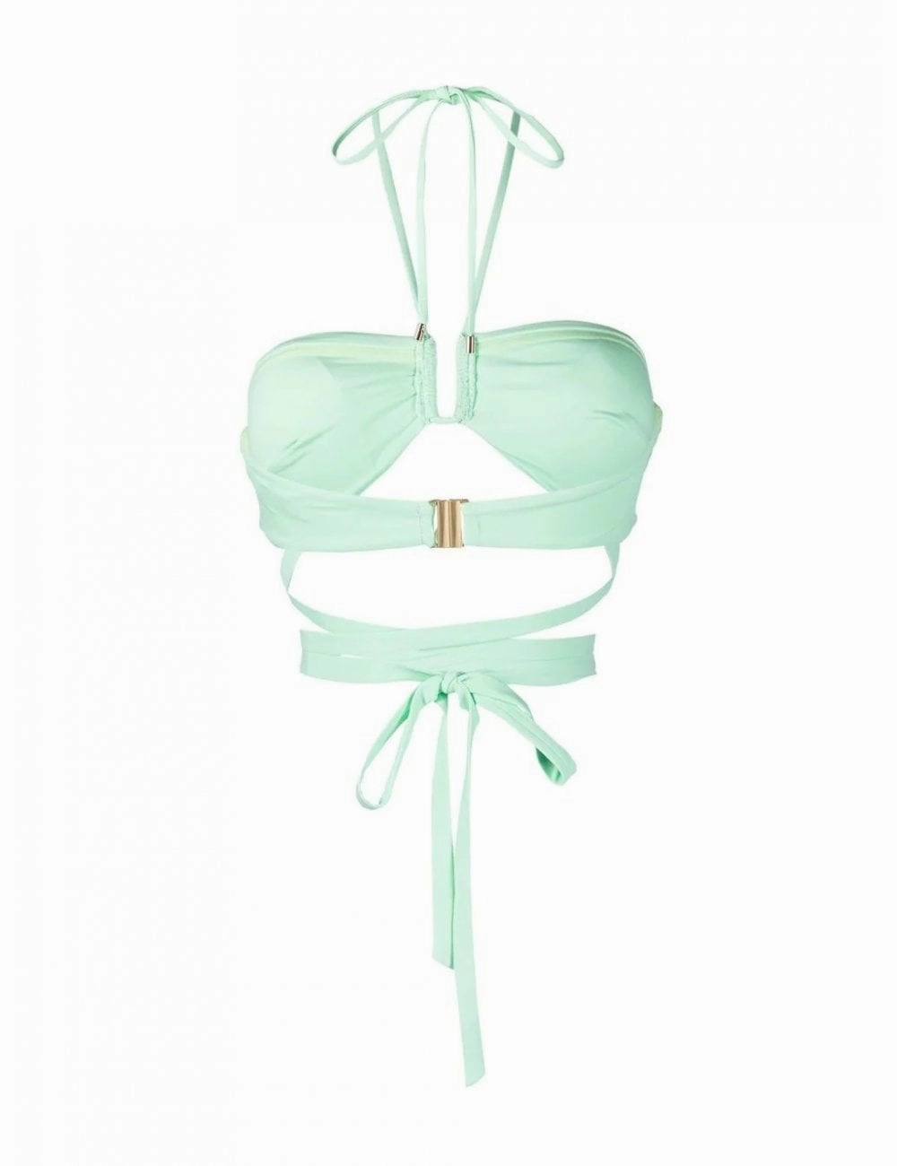 SELF-PORTRAIT Spearmint Green Strappy Halterneck Bikini Top