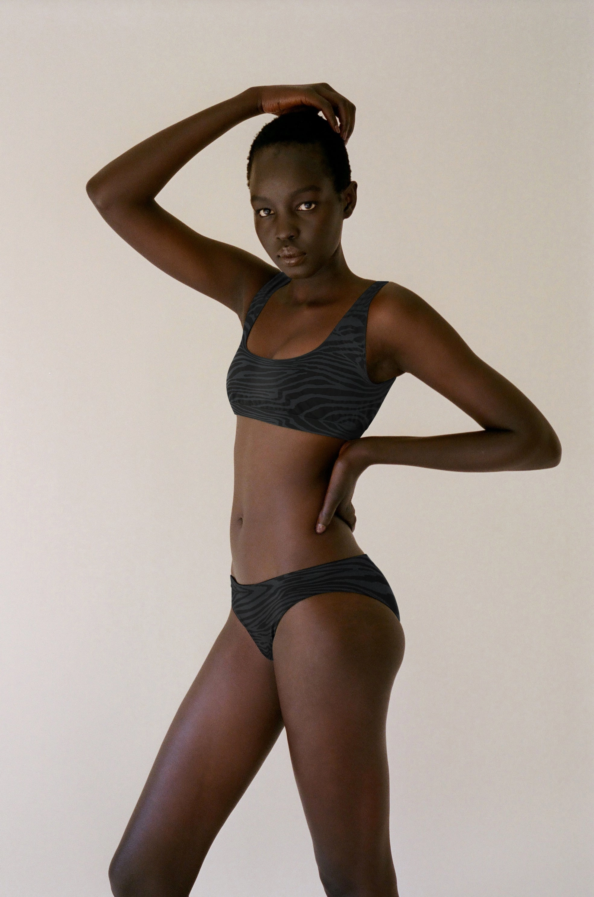 SERENE Bikini Bra Top | Zebra Jacquard