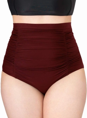 SHAPERMINT Women Ruched High Waisted Bikini Bottom Swimsuit, Tummy Control Full Coverage Swimwear, Small to Plus Size