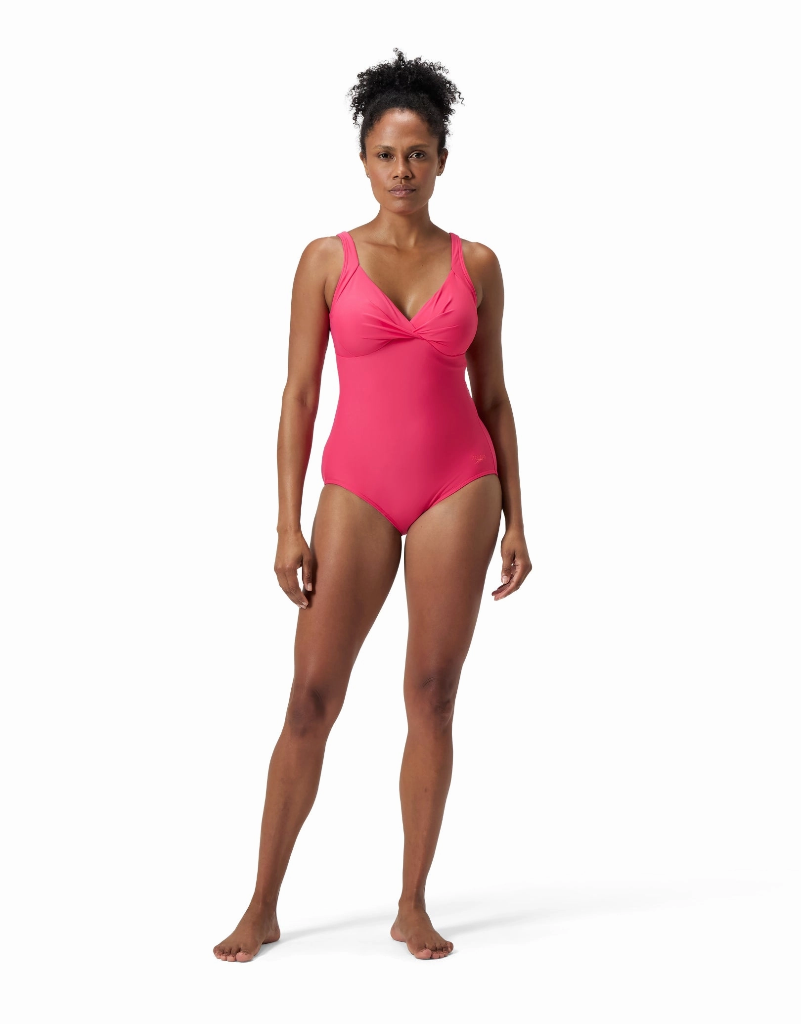 Shaping Cross Knot Swimsuit - Dark Pink