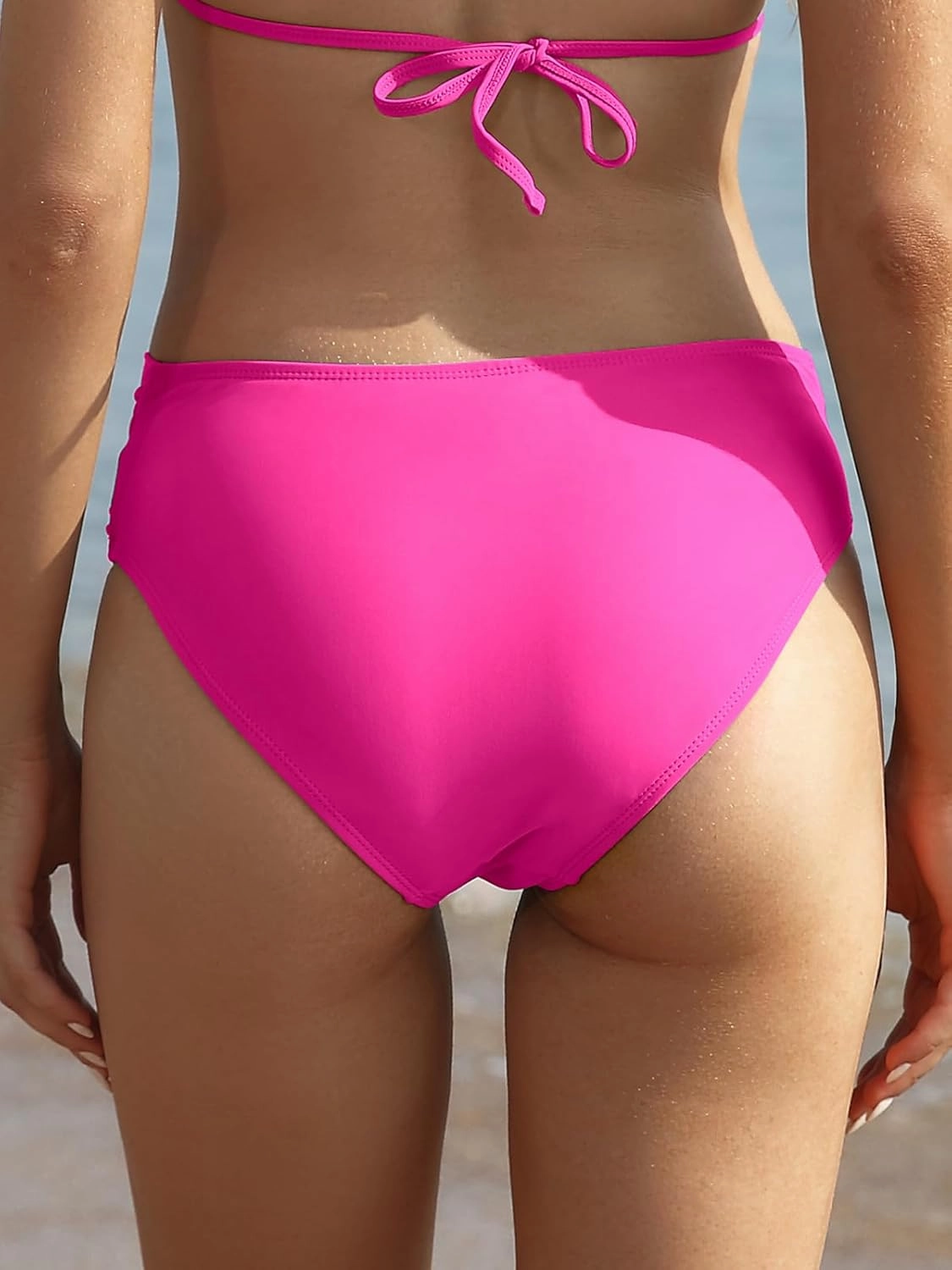 SHEKINI Women's Bikini Bottom Twist Front Cheeky Swimsuit Ruched Bathing Suit Bottoms