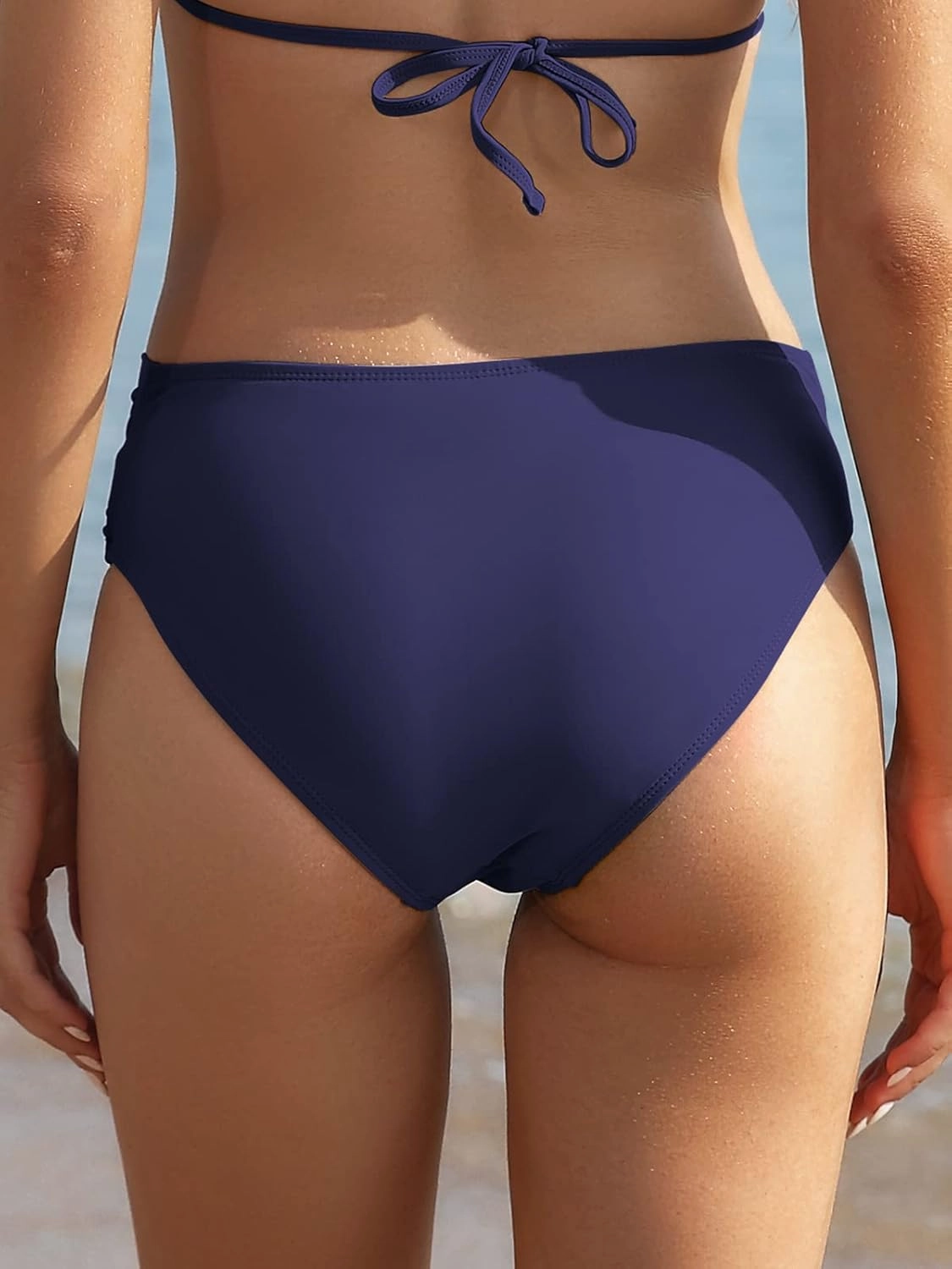 SHEKINI Women's Bikini Bottom Twist Front Cheeky Swimsuit Ruched Bathing Suit Bottoms