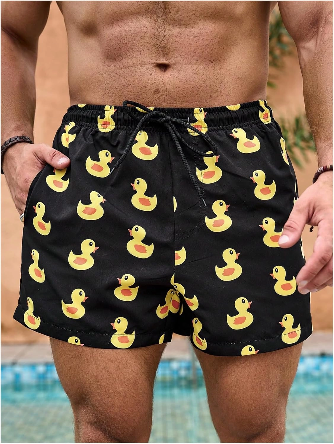 SHENHE Men's Swimming Trunks with Compression Lined Quick Dry Funny Swim Trunks Beach Shorts
