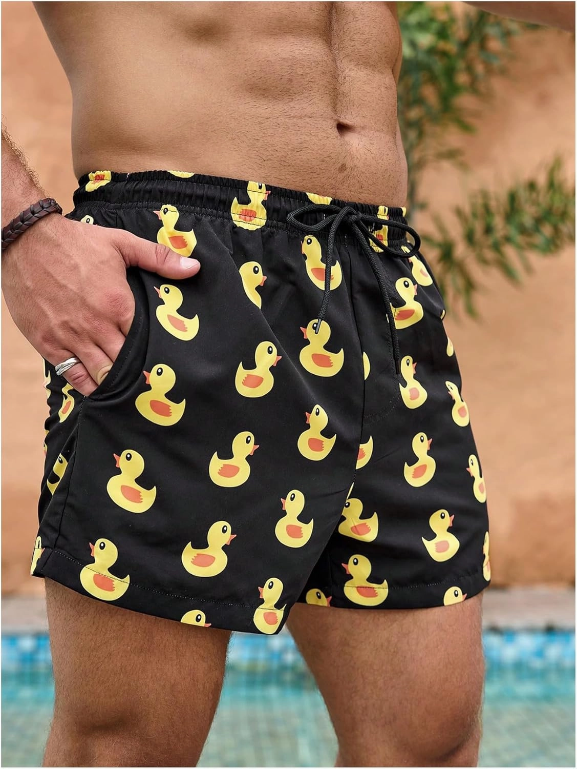 SHENHE Men's Swimming Trunks with Compression Lined Quick Dry Funny Swim Trunks Beach Shorts