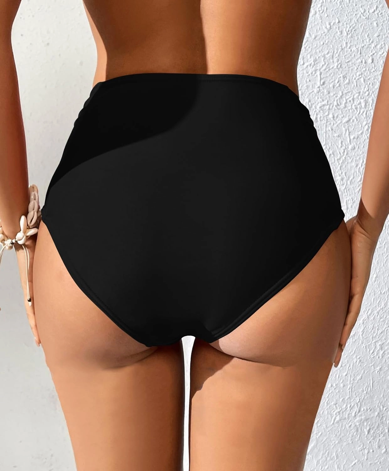 SherryDC Women's High Waisted Swimsuit Bottom Ruched Tummy Control Bikini Swim Bottom Tankini Briefs with Two Pockets