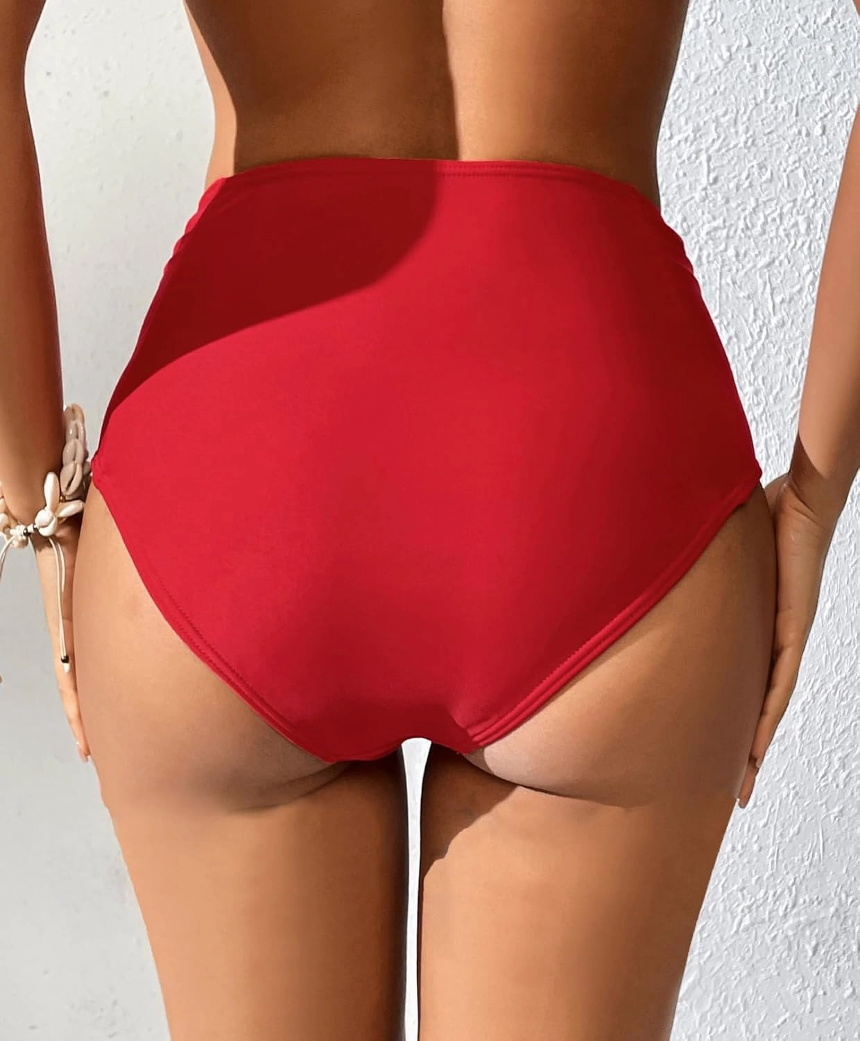 SherryDC Women's High Waisted Swimsuit Bottom Ruched Tummy Control Bikini Swim Bottom Tankini Briefs with Two Pockets