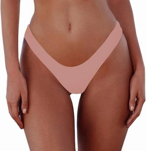 SherryDC Women's Sexy Cheeky Thong Brazilian Cut Low Rise High Leg Bikini Bottom