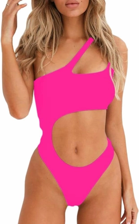 SherryDC Women's Sexy Cutout One Shoulder High Cut Cheeky One Piece Swimsuit Bathing Suit