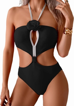 SherryDC Women's Sexy Cutout One Shoulder High Cut Cheeky One Piece Swimsuit Bathing Suit