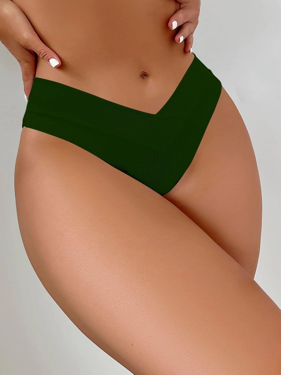 SherryDC Women's V Cut High Waisted Bikini Bottom High Leg Cut Swimsuit Bathing Suit Bottoms