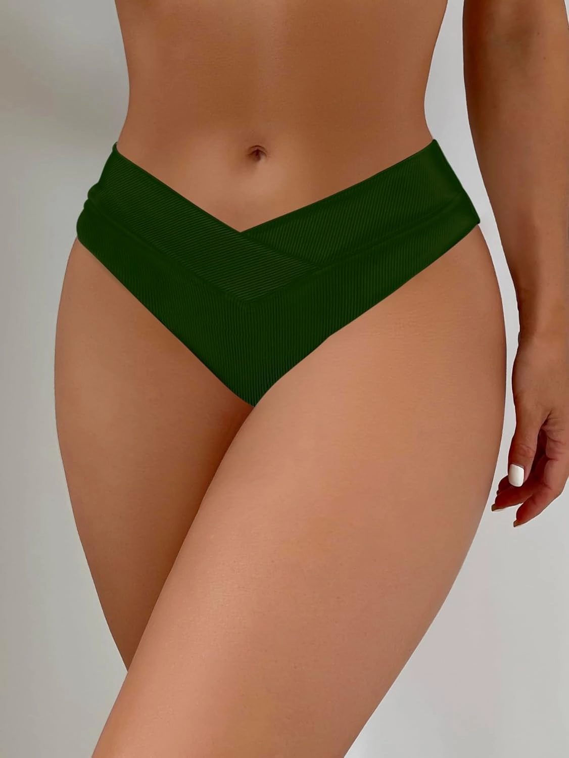 SherryDC Women's V Cut High Waisted Bikini Bottom High Leg Cut Swimsuit Bathing Suit Bottoms