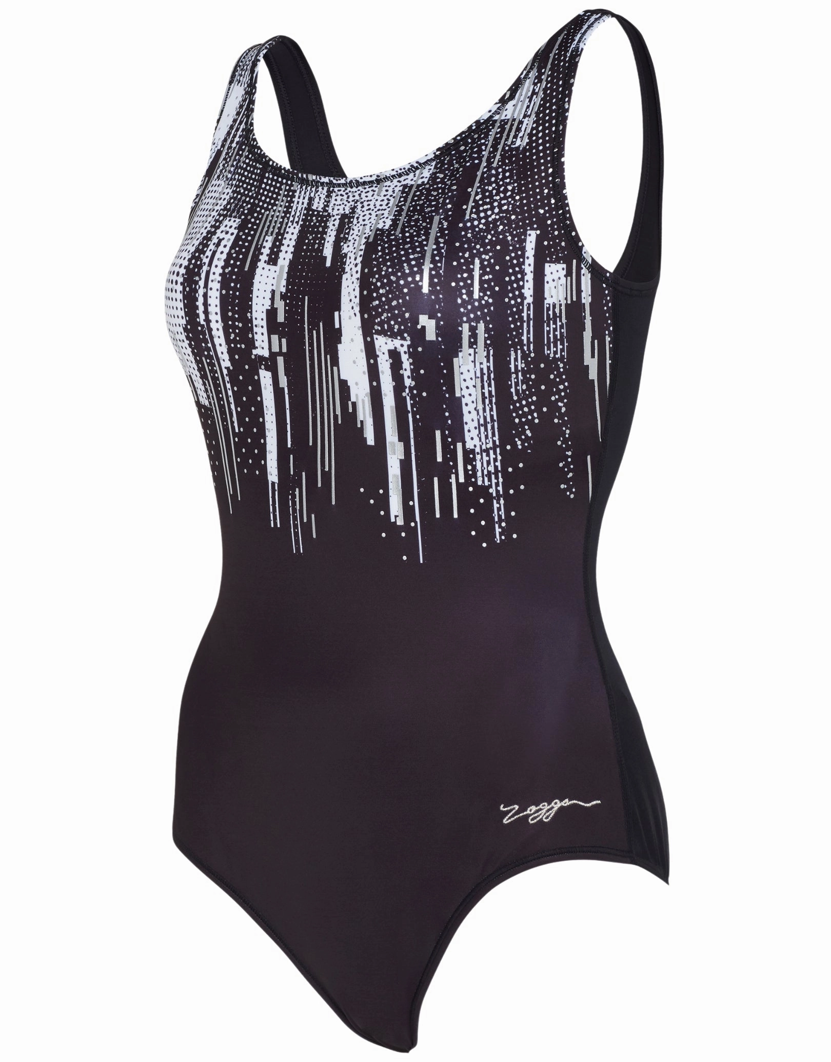 Shimmer Scoopback Swimsuit - Black/White
