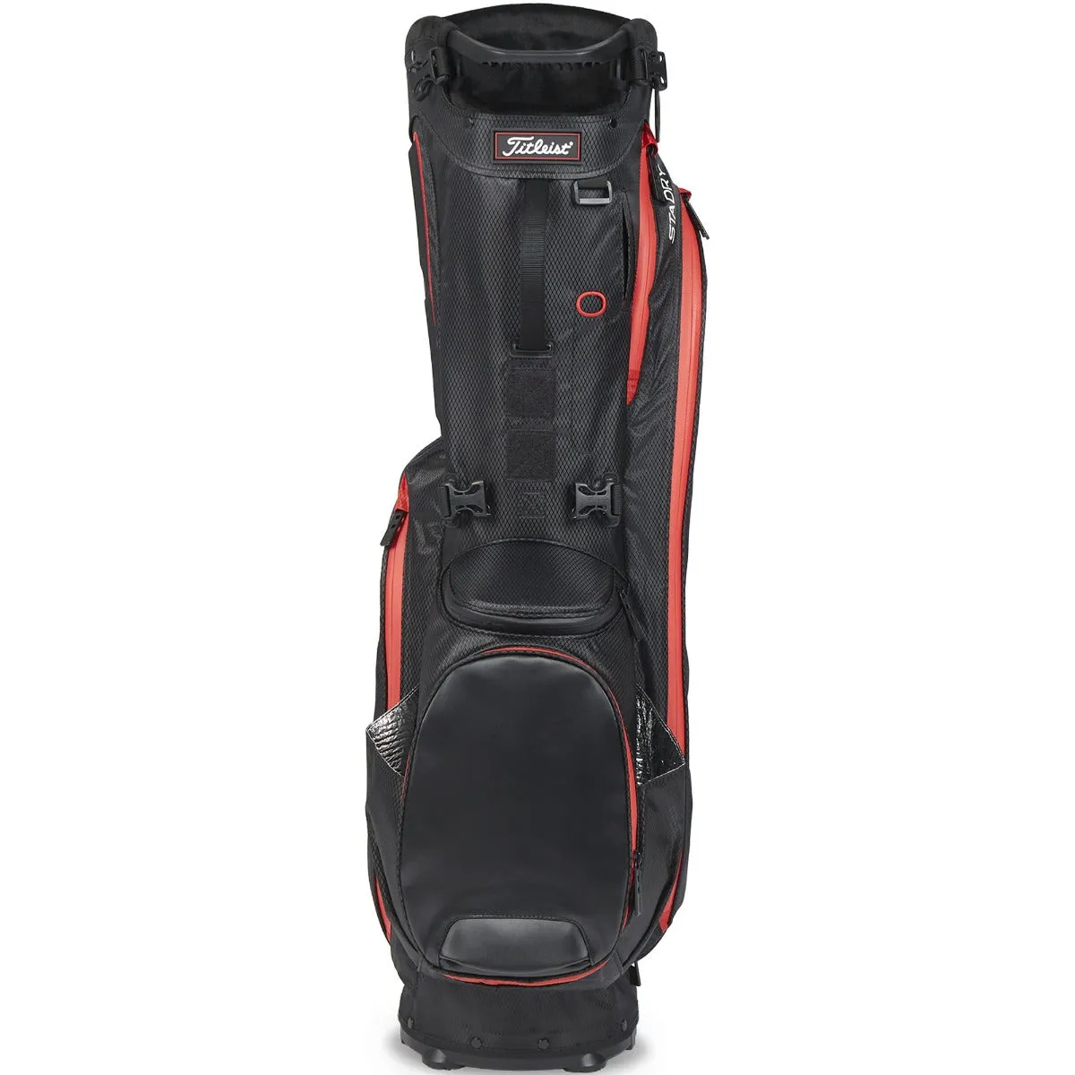 Titleist Players 5 StaDry Waterproof Stand Bag - Black/Black/Red, Golf belt with ball marker