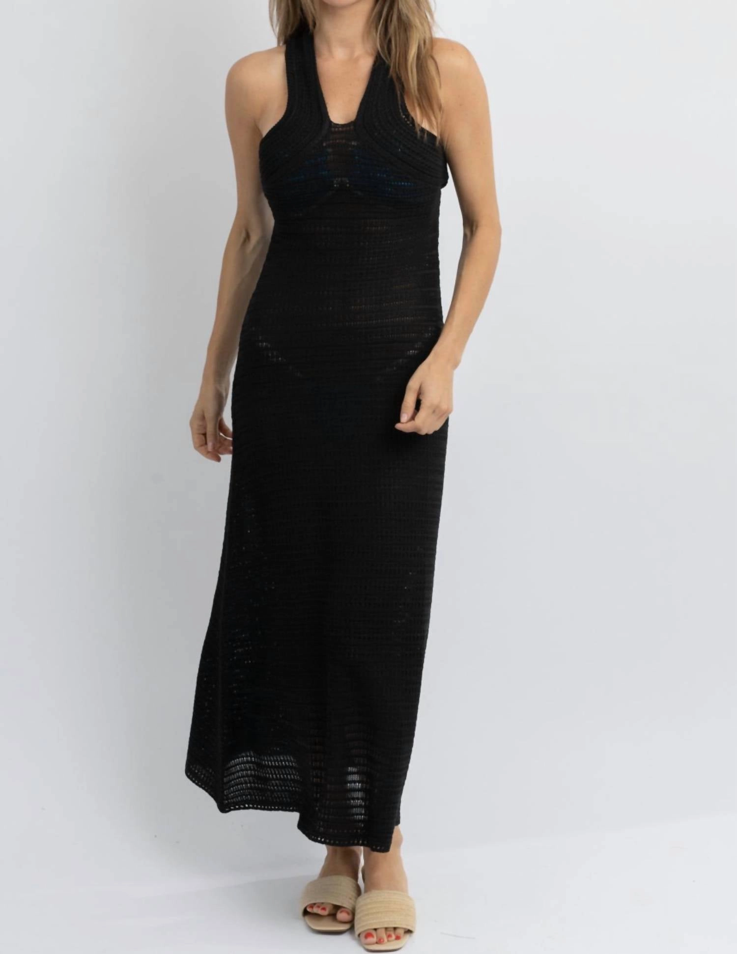 Shoreside Crochet Coverup Dress In Black