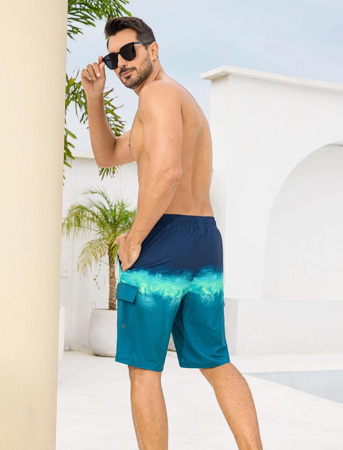 SILKWORLD Men's 9" Swim Trunks Quick Dry Mens Bathing Suit Mesh Lining Board Shorts with Pockets