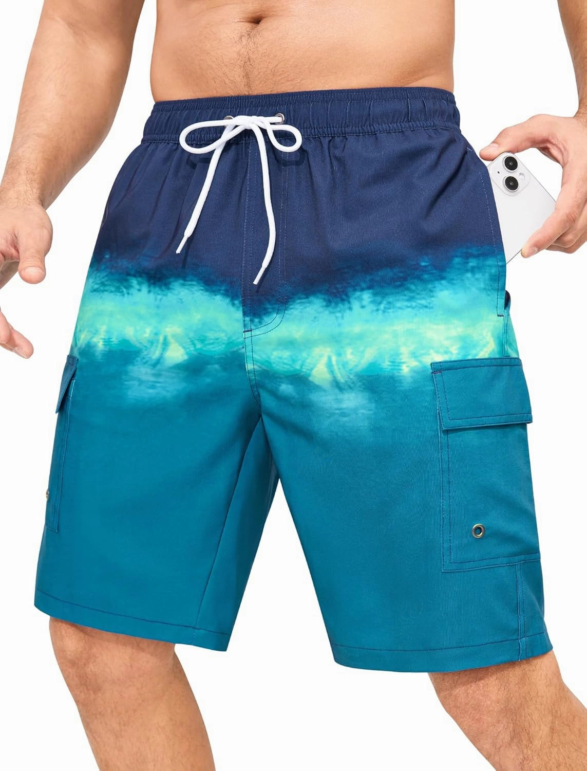 SILKWORLD Men's 9" Swim Trunks Quick Dry Mens Bathing Suit Mesh Lining Board Shorts with Pockets
