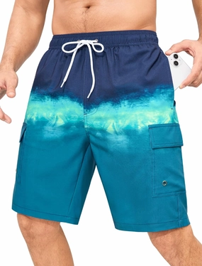 SILKWORLD Men's 9" Swim Trunks Quick Dry Mens Bathing Suit Mesh Lining Board Shorts with Pockets