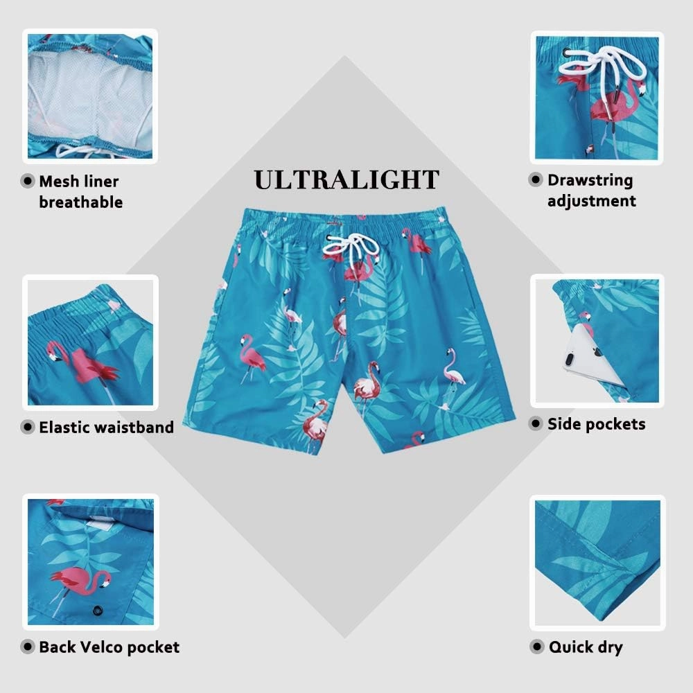 SILKWORLD Men's Swim Trunks Quick Dry Shorts with Pockets