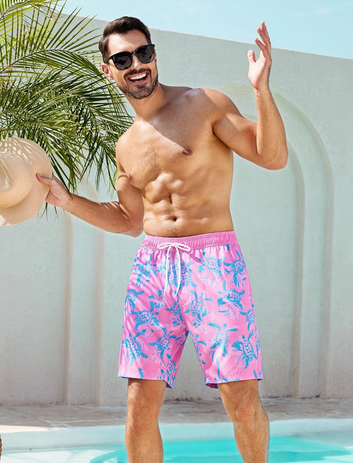 SILKWORLD Mens Swim Trunks Quick Dry Swimming Shorts with Compression Liner and Zipper Pockets