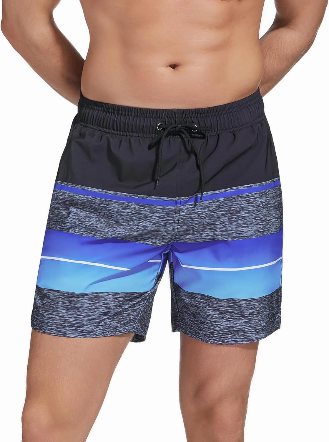 SILKWORLD Mens Swimming Trunks with Compression Liner 2 in 1 Quick-Dry Swim Shorts with Zipper Pockets