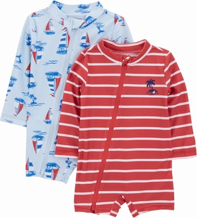 Simple Joys by Carter's Boys' 2-Pack 1-Piece Zip Rashguards