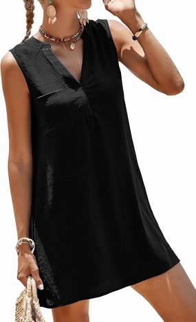 SimpleFun Womens Swimsuit Coverup V-Neck Bathing Suit Cover Up Swimwear Sleeveless Beach Cover Ups Dress With Front Pockets