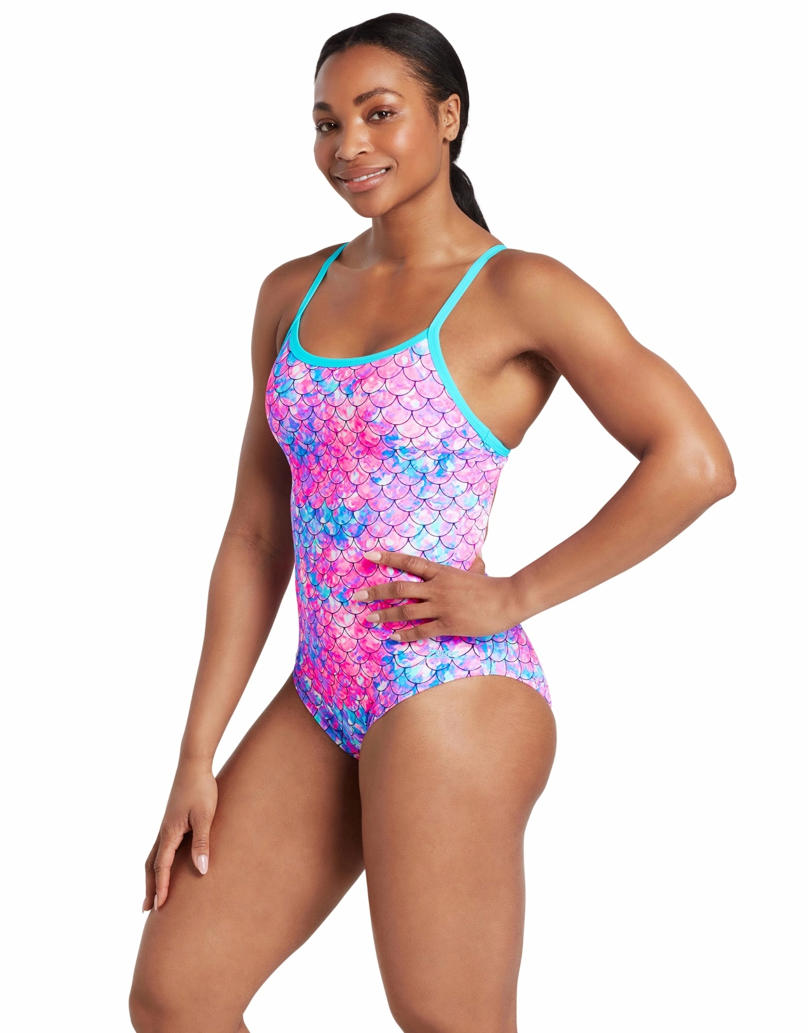 Sirene Sparkle Thermal Ecofeel Strikeback Swimsuit - Aqua/Pink