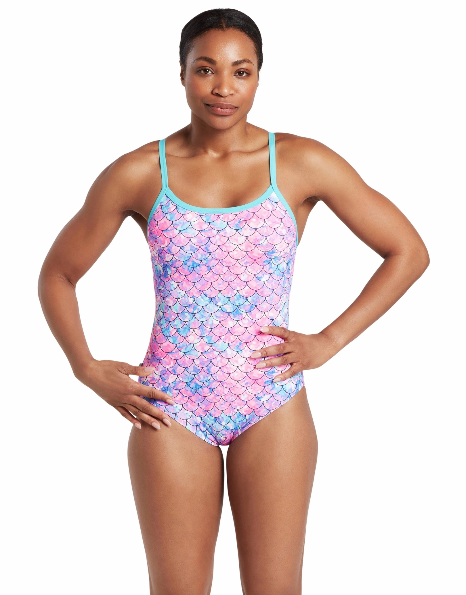Sirene Sparkle Thermal Ecofeel Strikeback Swimsuit - Aqua/Pink