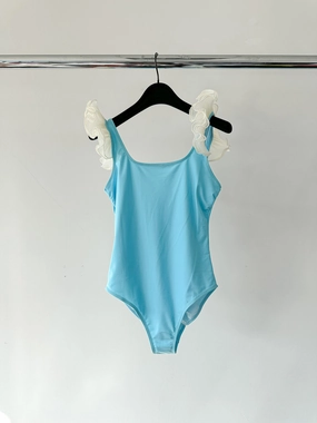 Sleeper Ariel Blue Organza Ruffle Trim Swimsuit