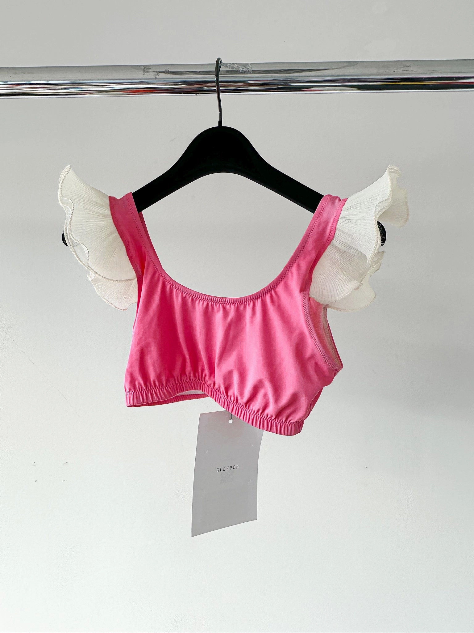 Sleeper Ariel Pink Ruffle Trim Bikini Top